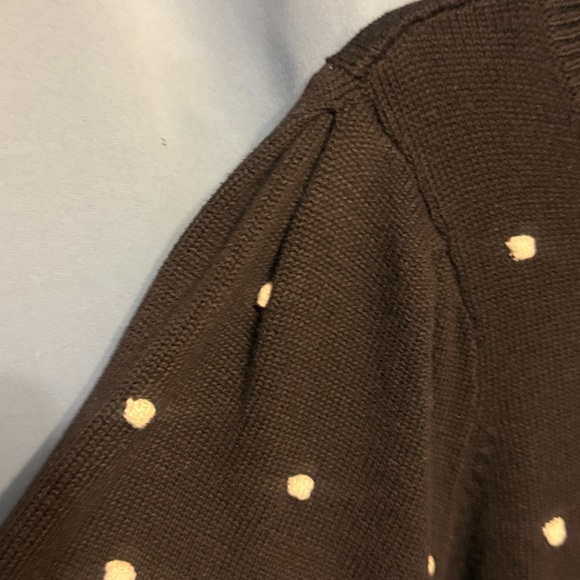 Black with white Polka Dot short sleeve Sweater. Size large - Picture 2 of 6